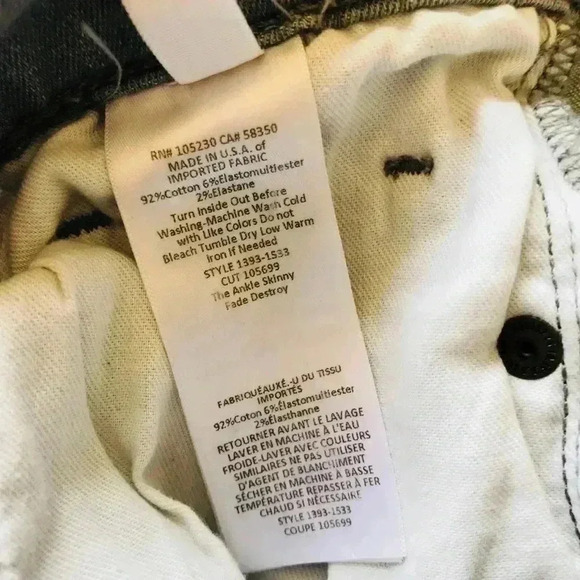 Current Elliott The Ankle Skinny Jeans Distressed - Picture 7 of 8